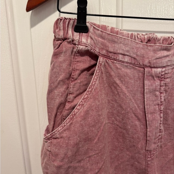 Free People Rose Mauve Distressed Casual Linen Pants Size M - Picture 14 of 14